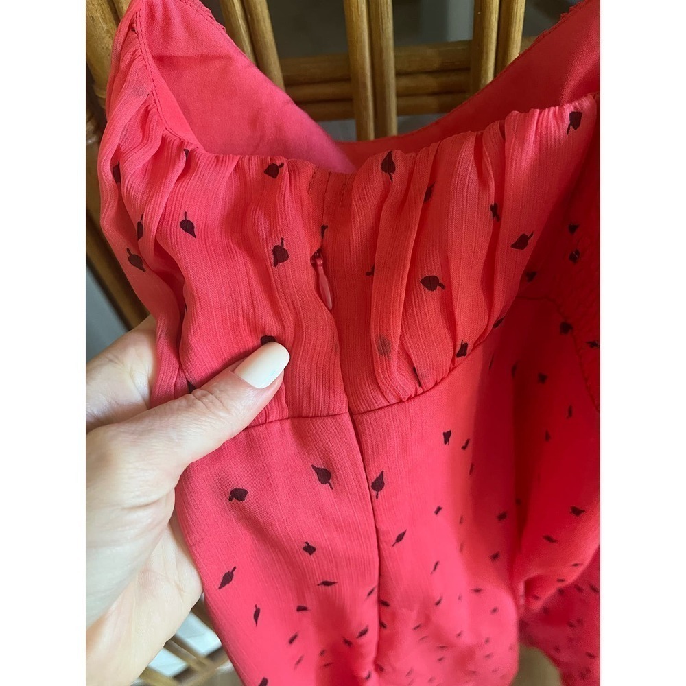 Leith Nordstrom Pink Paradise Leaflet Ditsy Mini Dress Ruffle Size XS - Picture 8 of 11